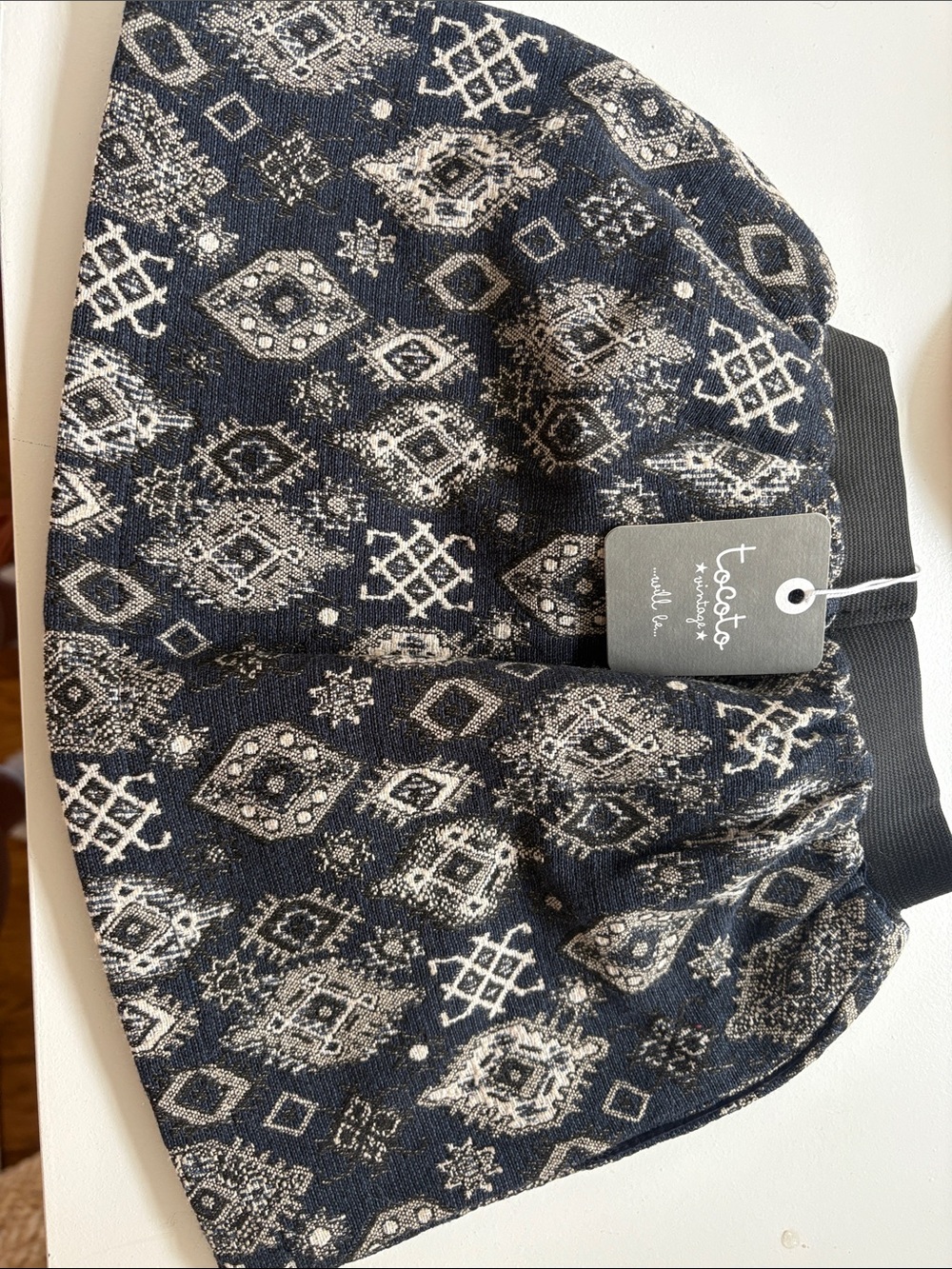Kids Navy Patterned Knit Skirt by tea collection